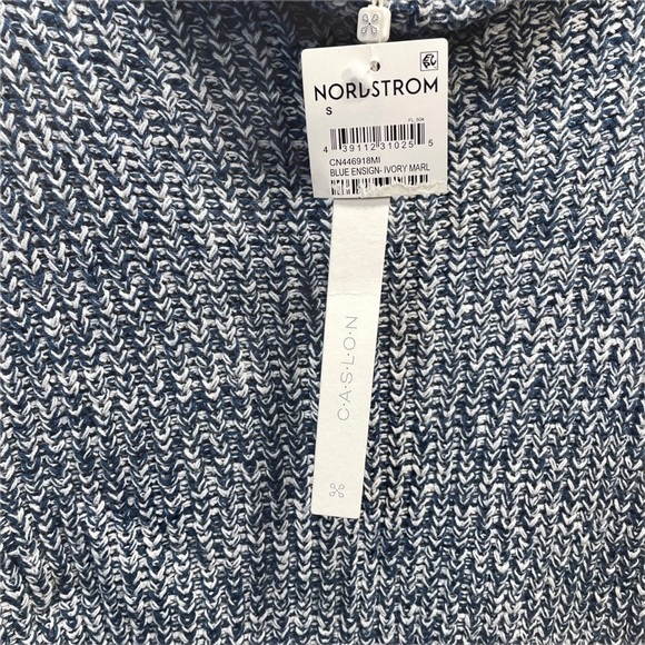 Caslon Shaker Knit Mock Neck Sweater Blue Ensign Ivory White Marl Small NWT - Picture 5 of 7